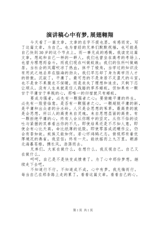 演讲心中有梦,展翅翱翔