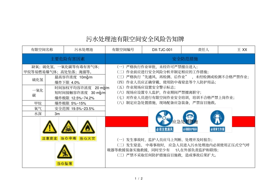 污水处理池有限空间安全警示标志_第1页