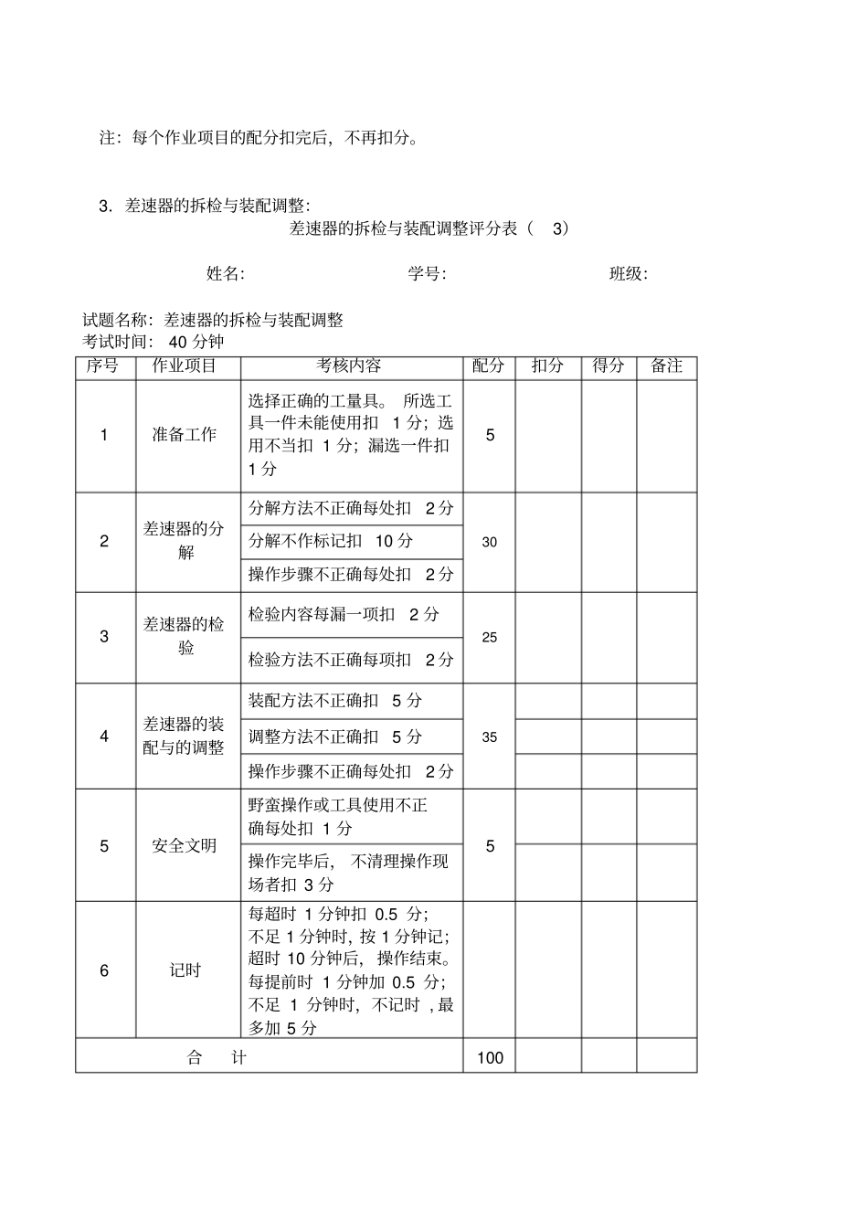 汽修1331汽车底盘技能操作试题库_第3页