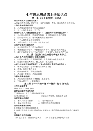 七年级思想品德上册知识点1