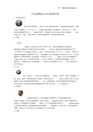 汽车品牌标志大全及品牌介绍资料