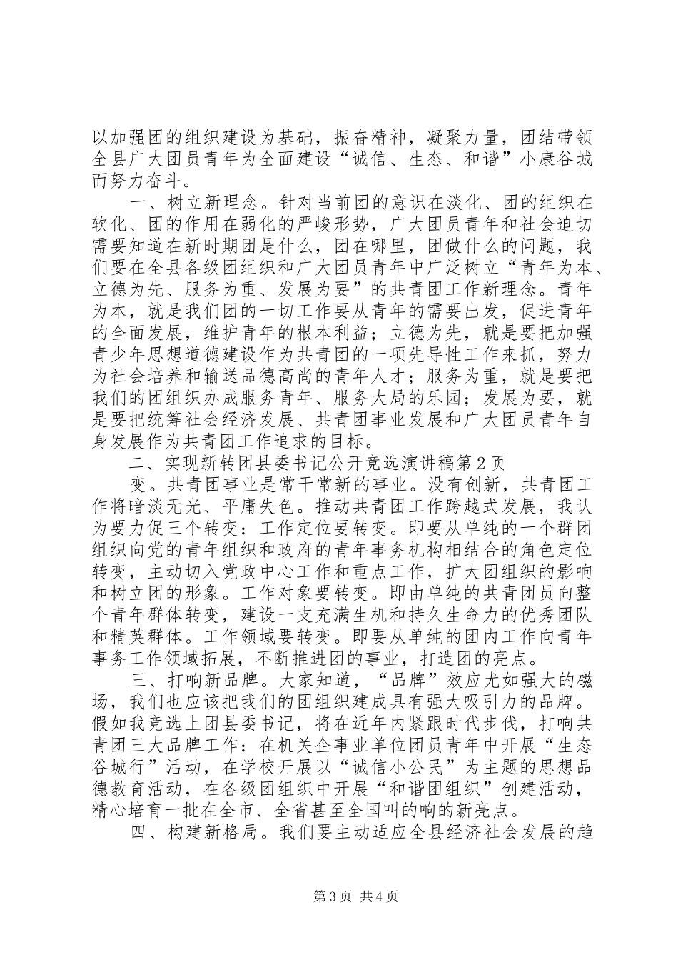 团县委书记公开竞选致辞演讲稿_第3页