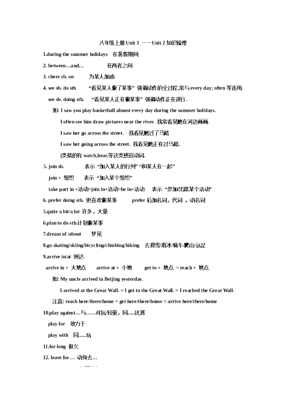 八（上）英语知识梳理_第1页