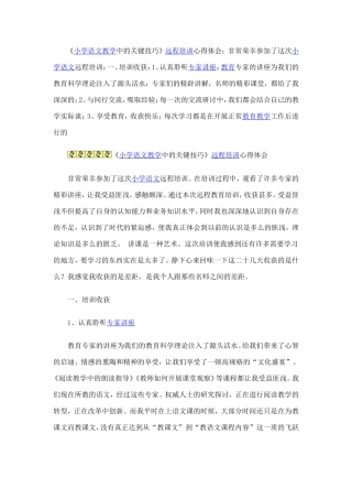 心得《小学语文教学中的关键技巧》