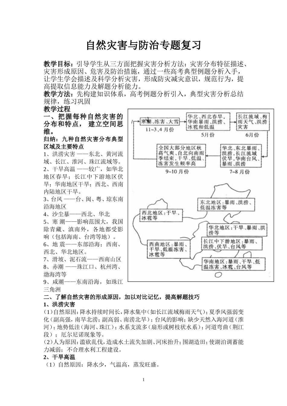 自然灾害与防治专题复习教学设计_第1页