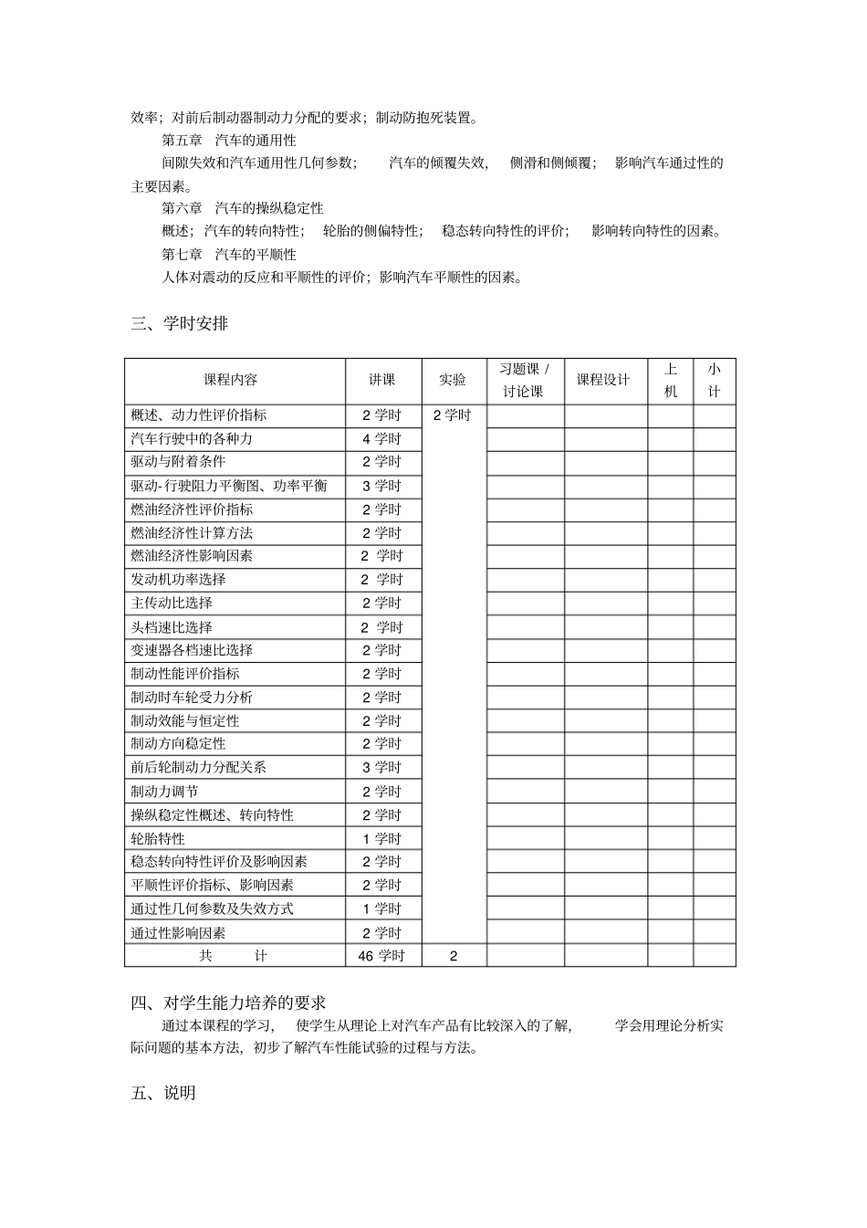 汽车理论课程教学大纲概要_第2页