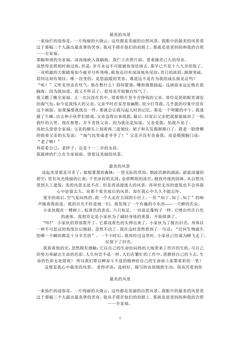 最美的风景六年级作文_第1页
