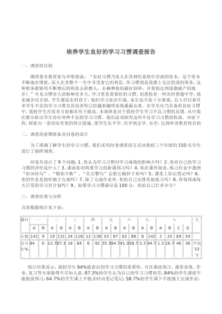 关于学习习惯培养的调查报告