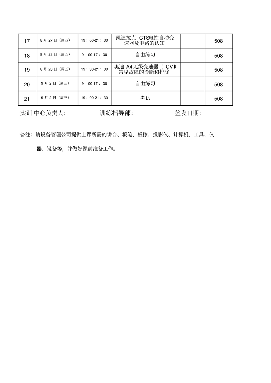 汽车维修电工班实训课程表晚上班概要_第2页
