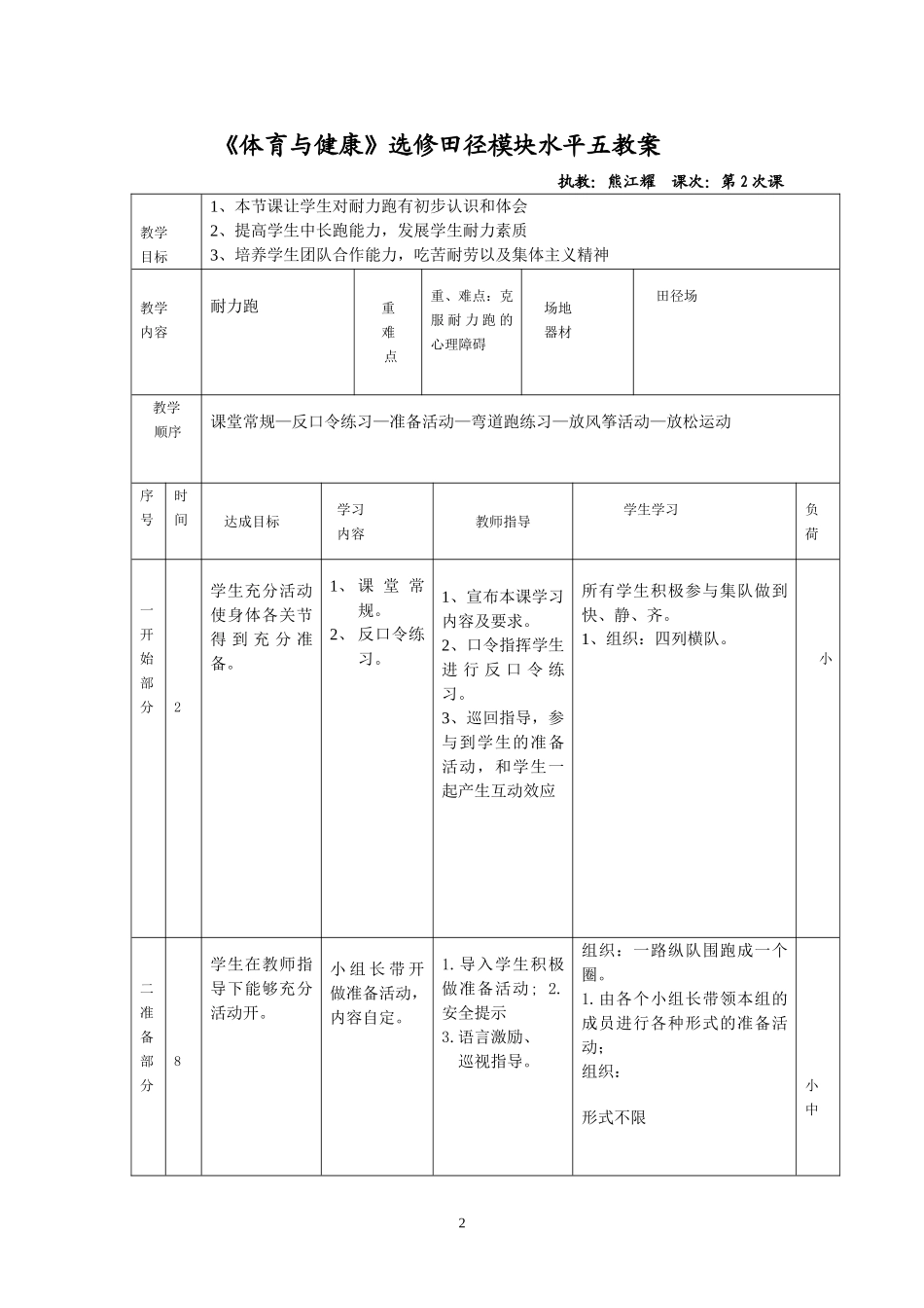 田径耐力跑教案_第2页