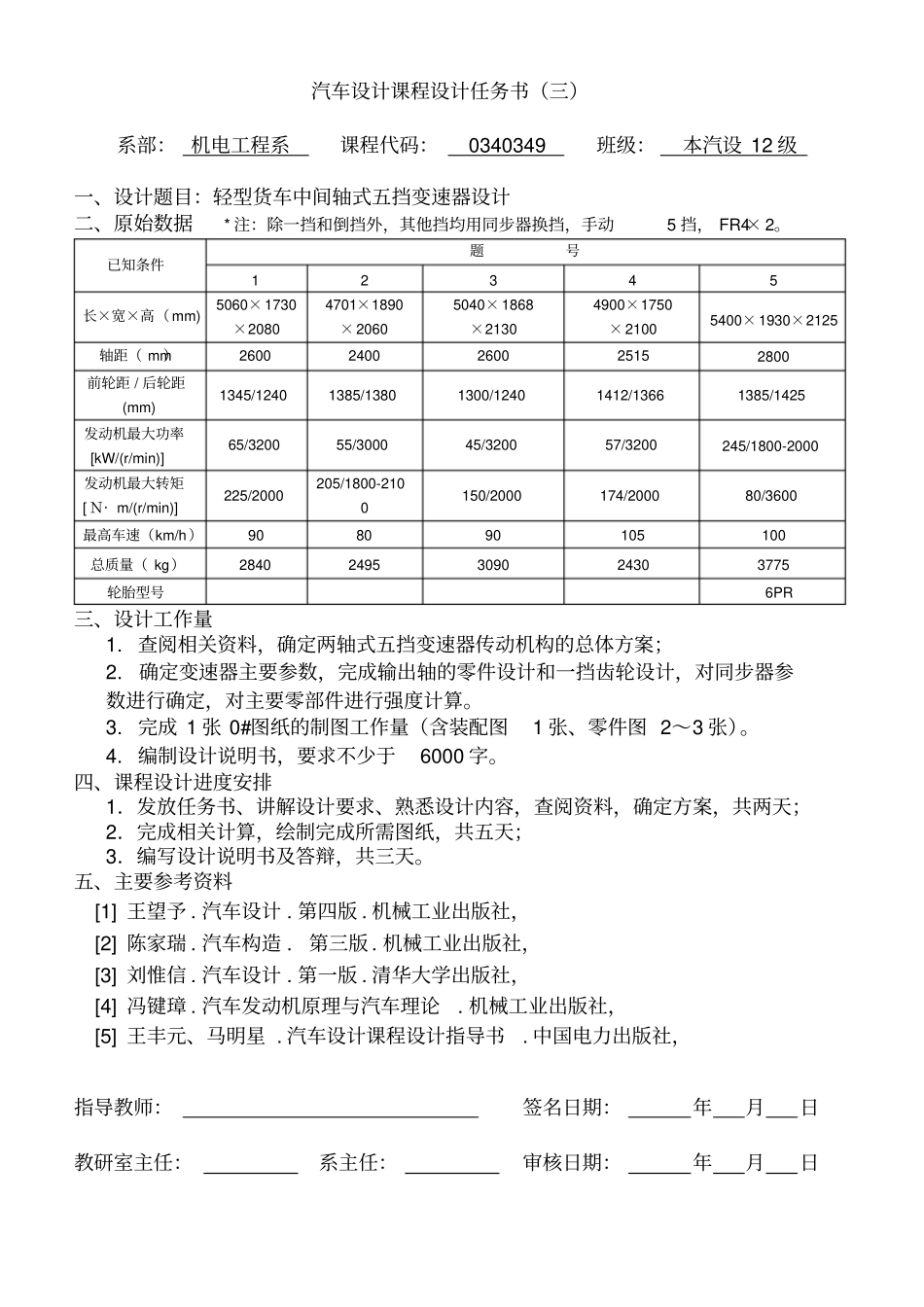 汽车课程设计任务书组汽设级_第3页