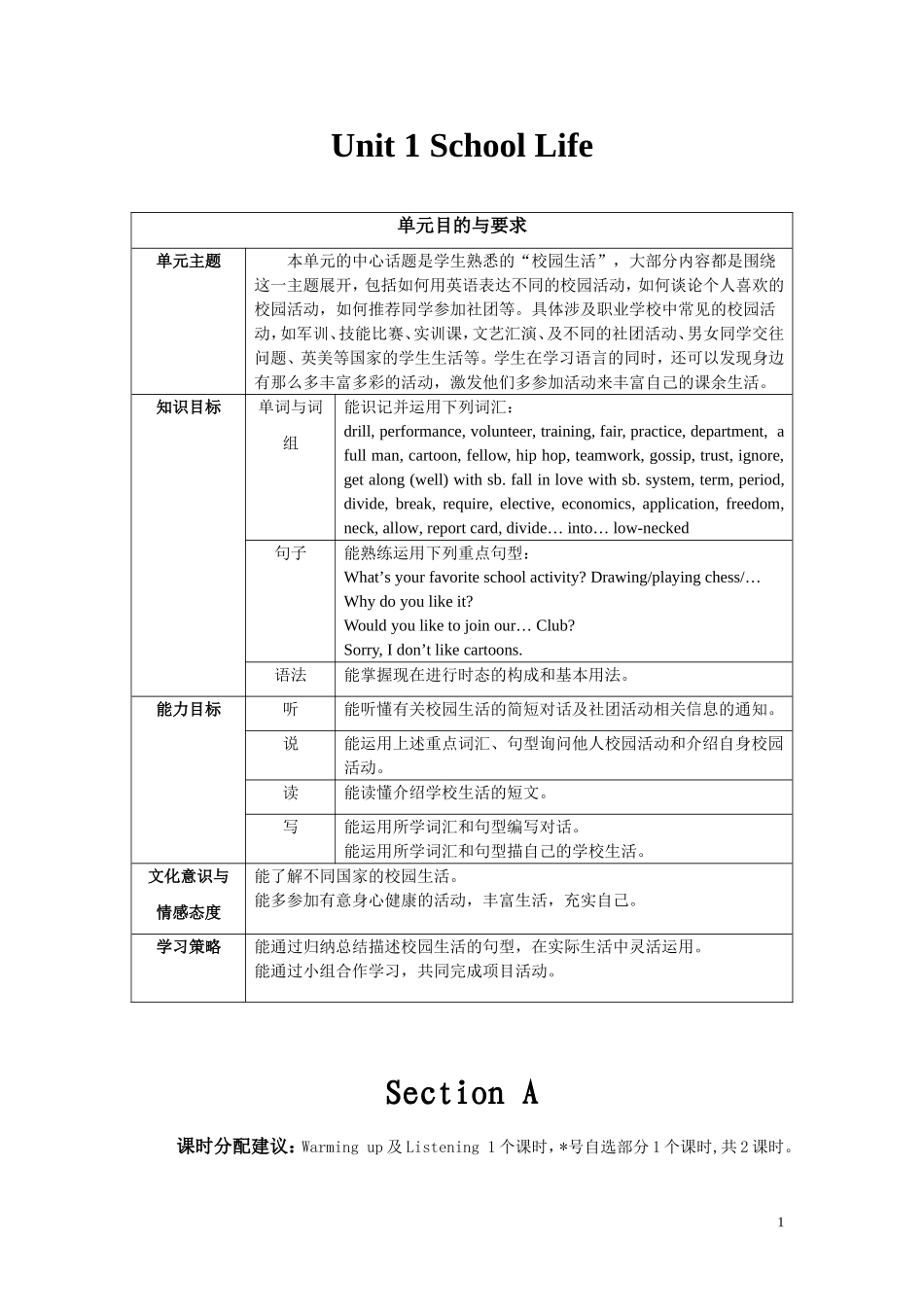 温州创新地方教材英语第二册Unit1教学参考_第1页