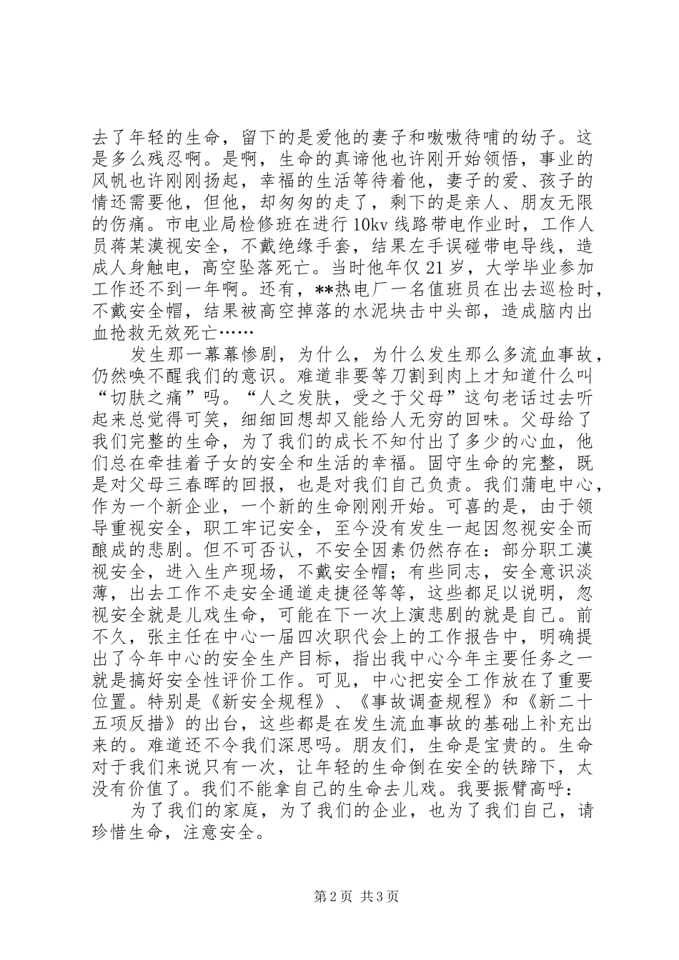 让我们注意电力安全演讲致辞_第2页