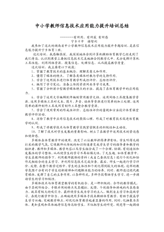 中小学教师信息技术应用能力提升培训总结