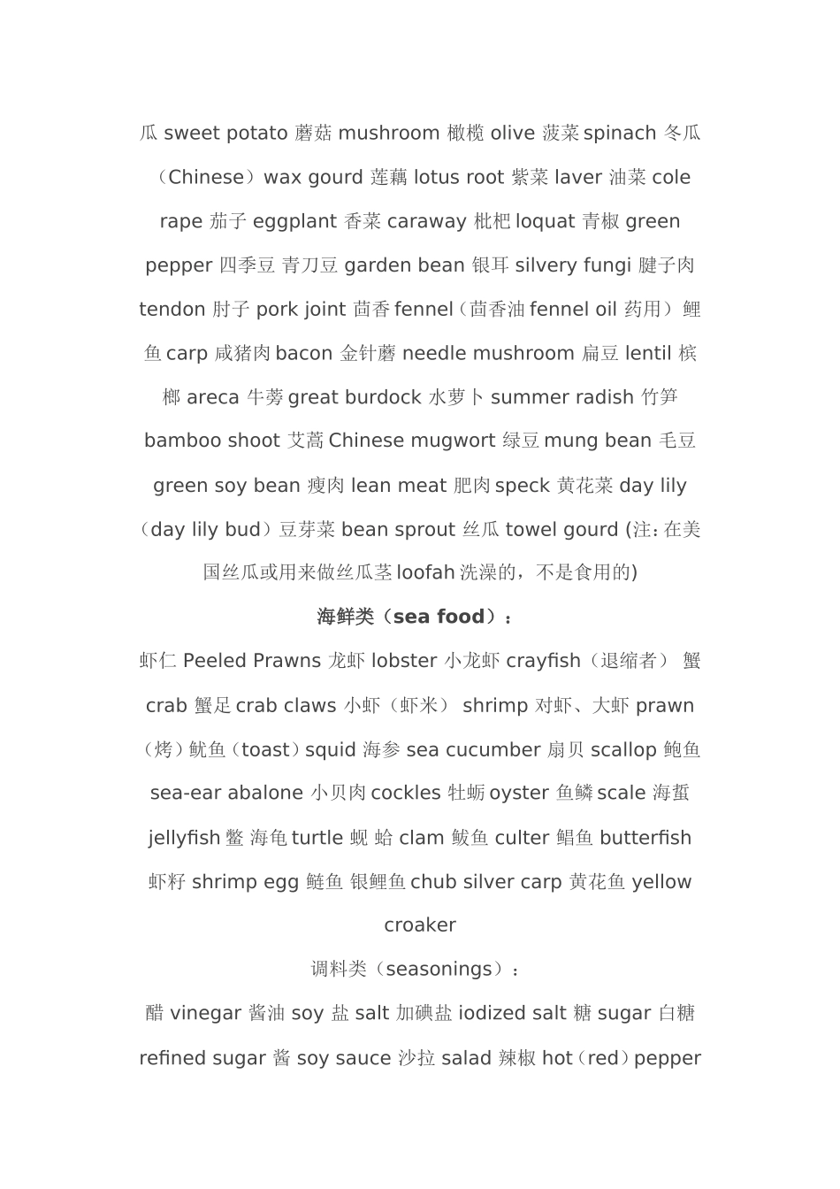 几乎所有食物的英文翻译_第2页