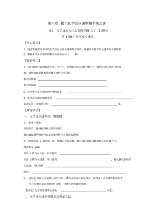 沪教版揭示化学反应速率和平衡之谜