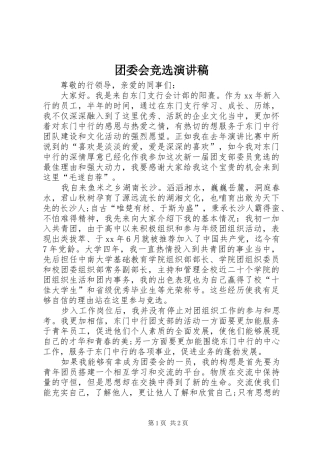 团委会竞选演讲