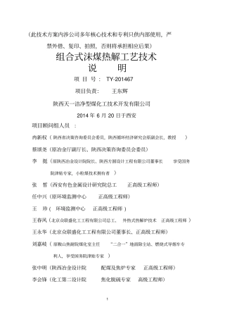 沫煤热解技术说明参考资料