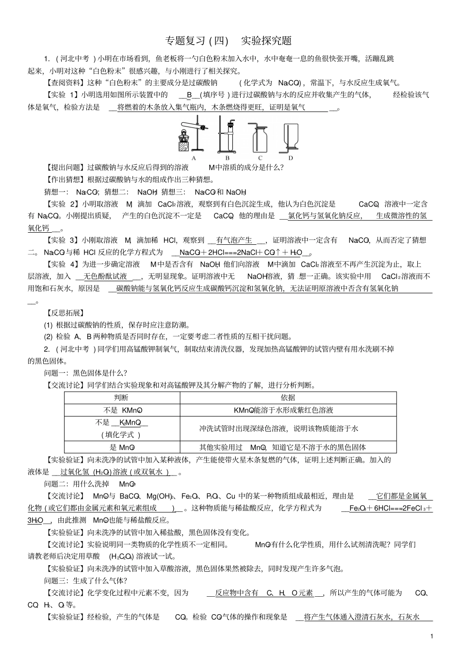 河北九年级化学下册专题复习四试验探究题习题新版新人教版_第1页