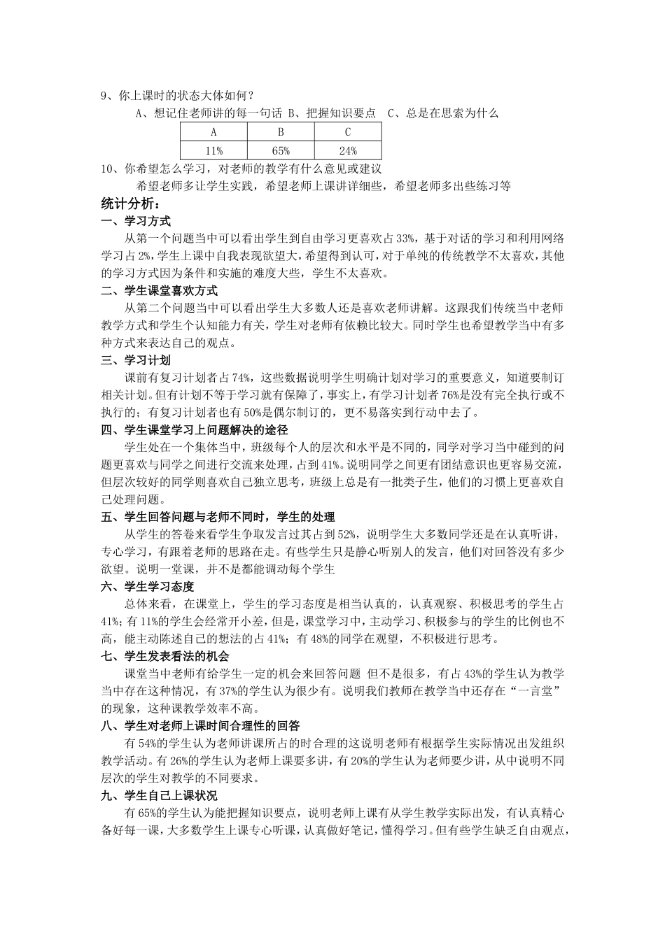 学生学情问卷调查及分析报告_第2页