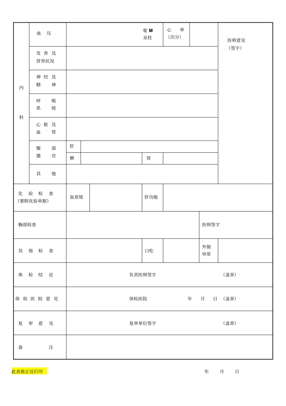河北农业大学2019年硕士研究生复试体格检查表_第2页