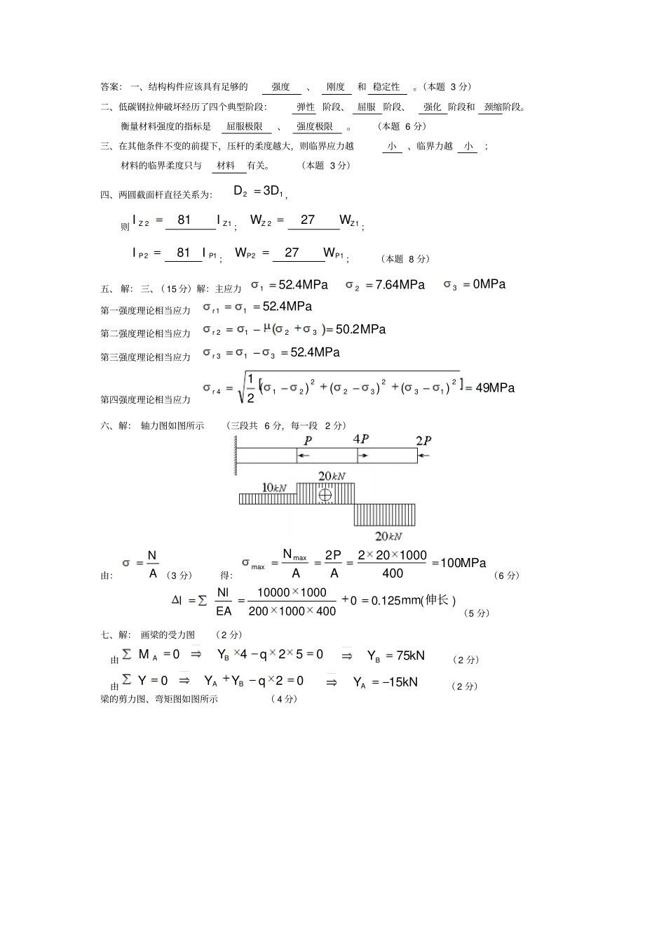 河北工程大学材料力学考试习题全_第2页