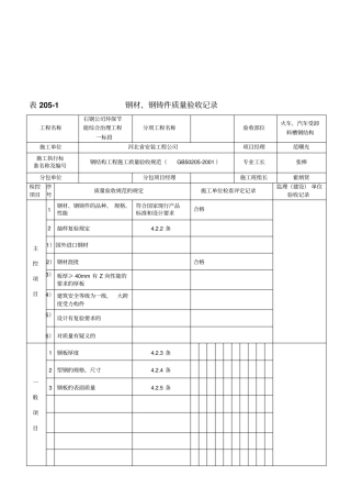 河北工程建设标准质量验收记录表
