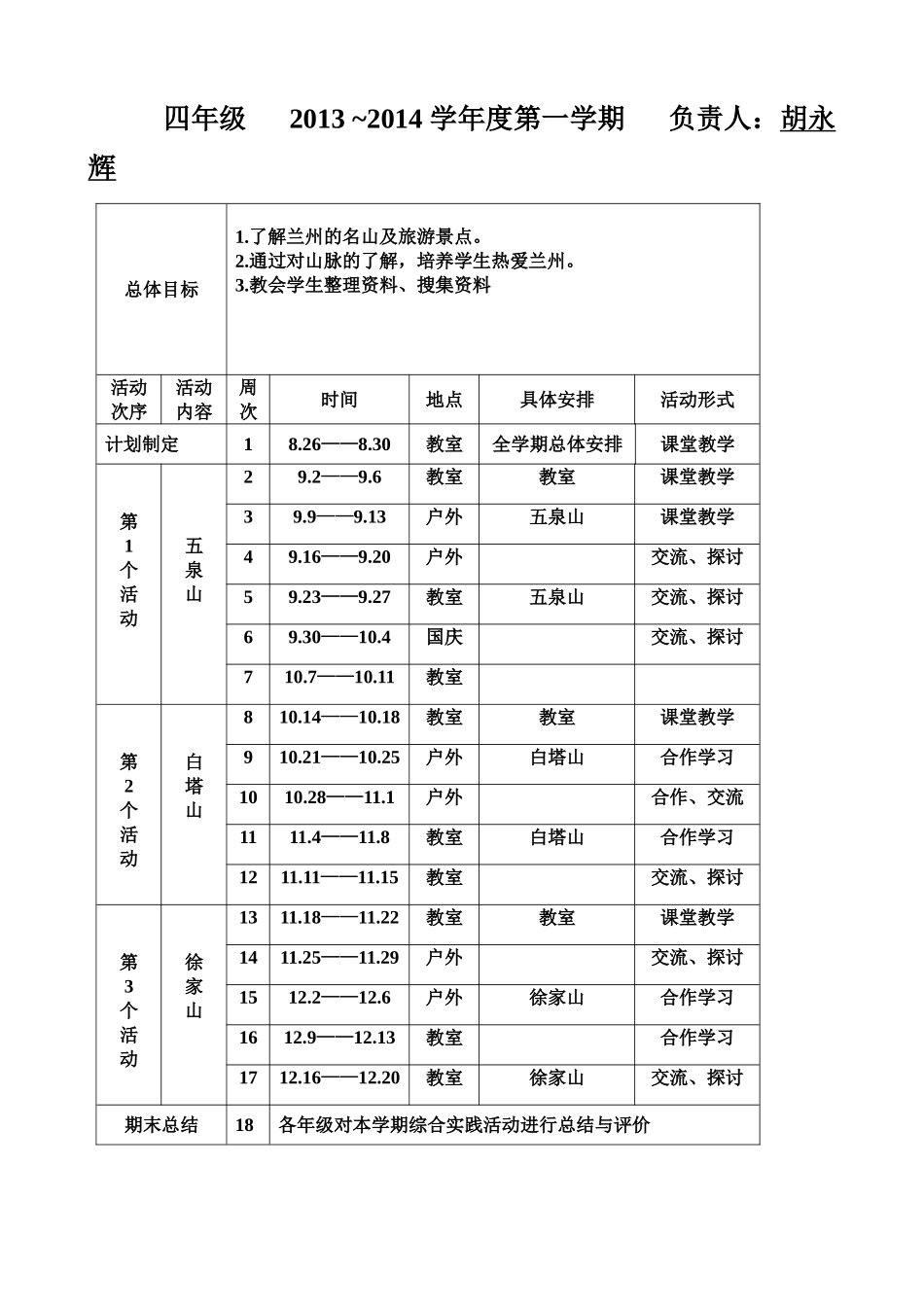 四年级综合实践计划2013_第3页