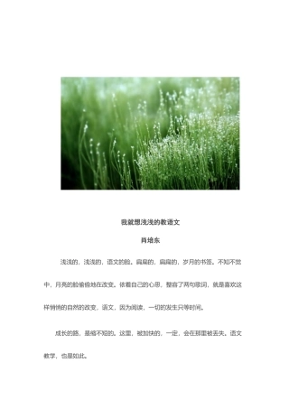 我就想浅浅的教语文