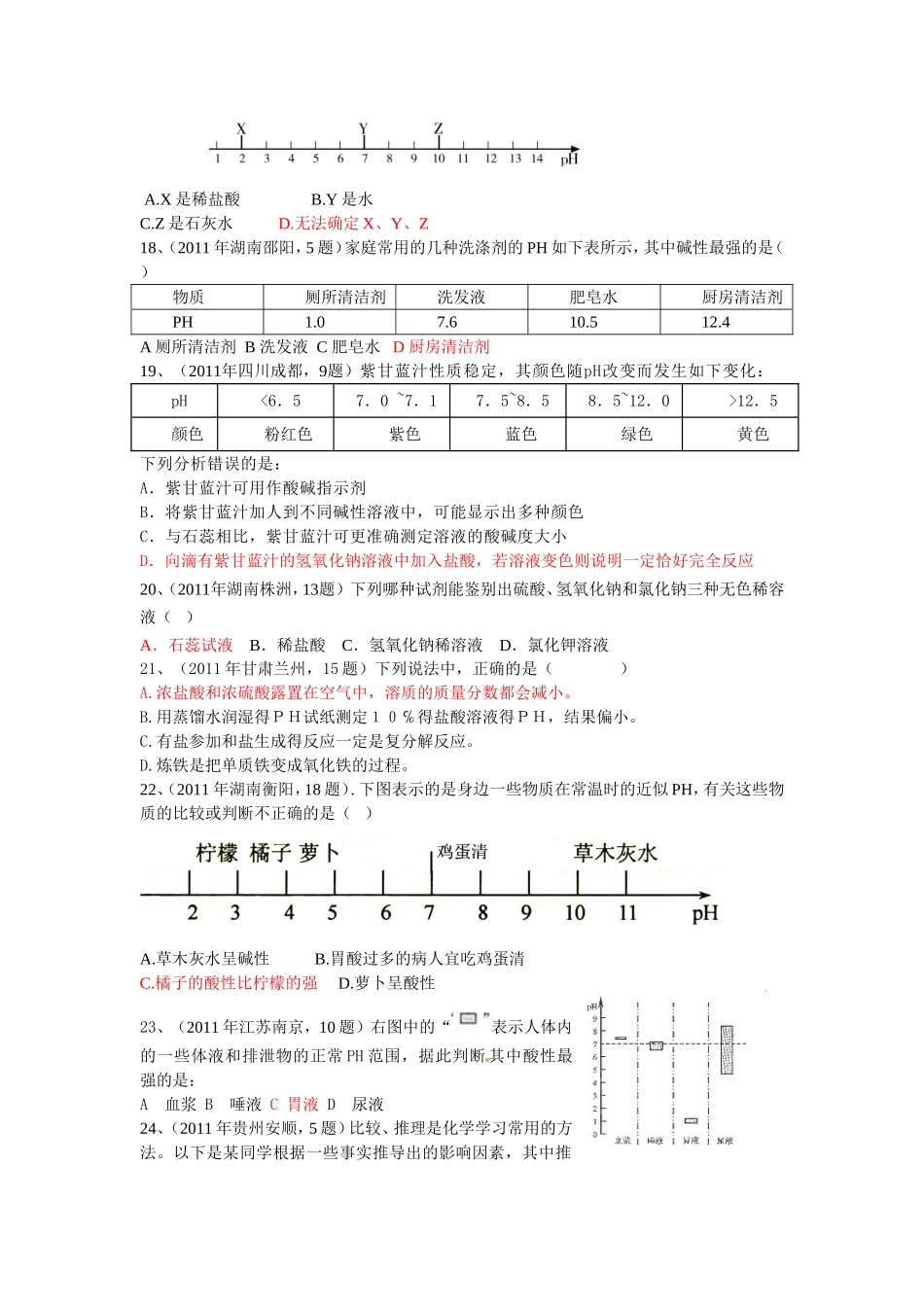 中考真题分类汇编年中考个知识点大主题考点酸和酸的化学性质_第3页
