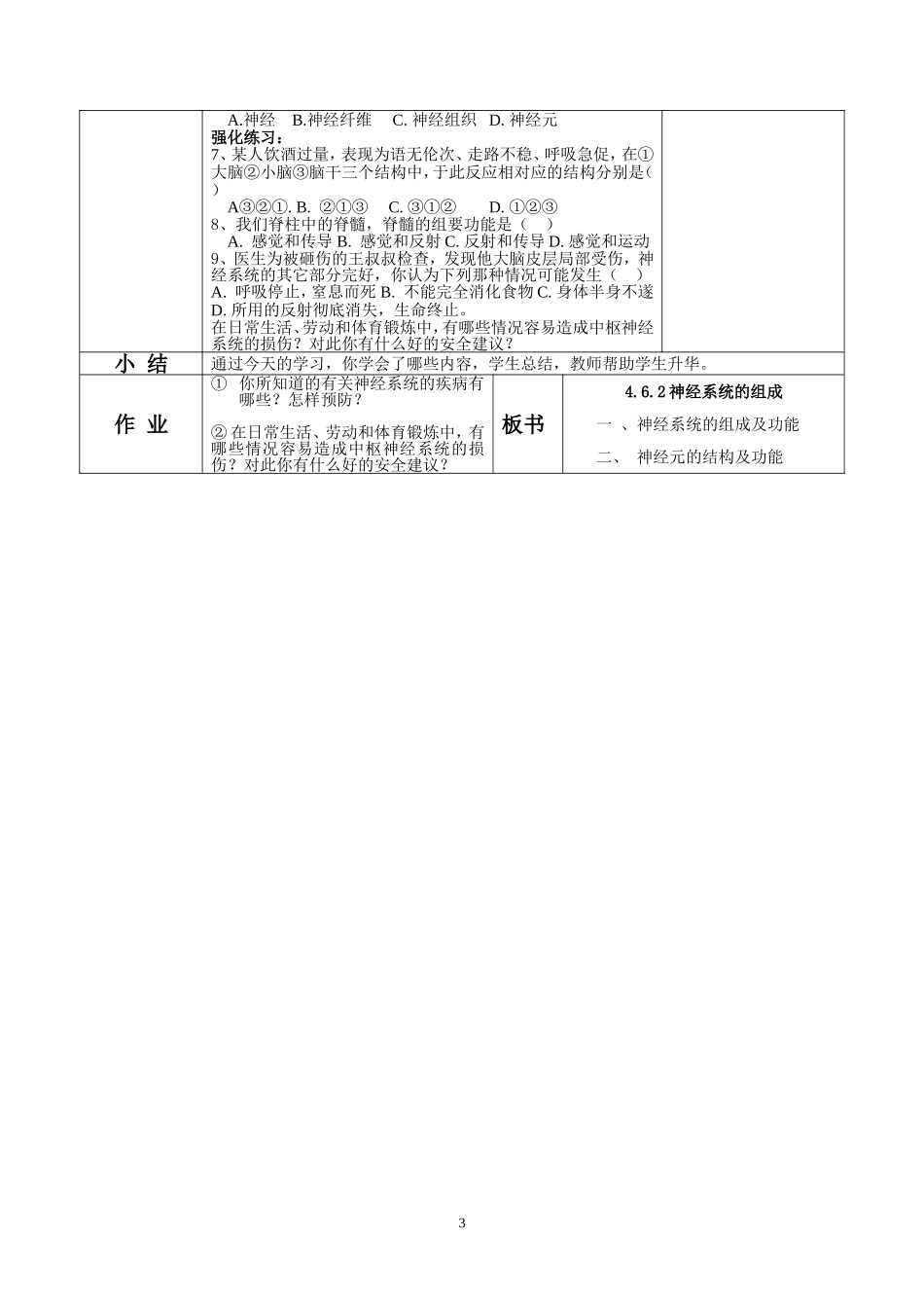 神经系统的组成教学设计_第3页