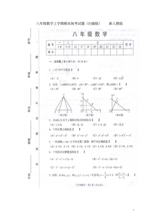河南周口川汇区八年级数学上学期期末统考试题扫描版新人教版
