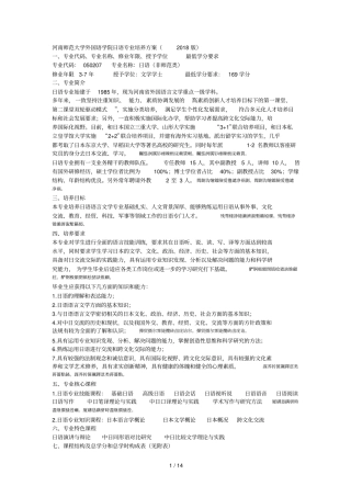 河南师范大学外国语学院日语专业培养方案2018版