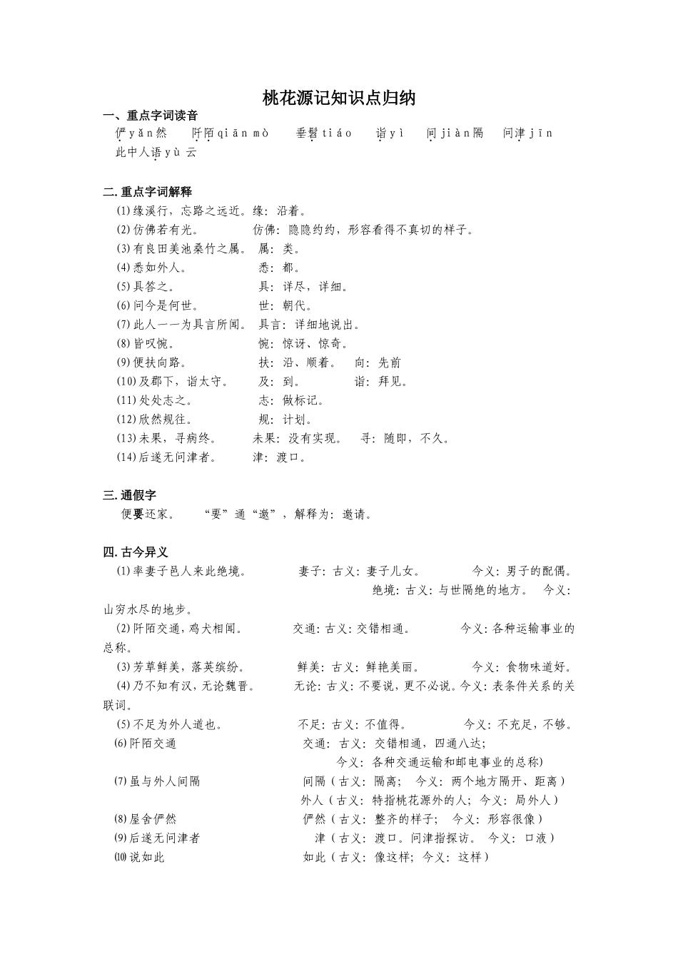 桃花源记知识点归纳_第1页