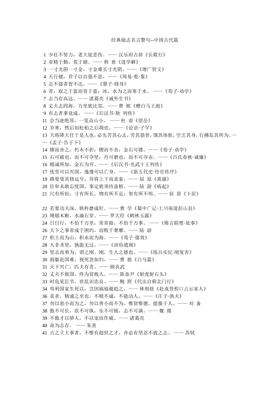 经典励志名言警句　　古代篇_第1页