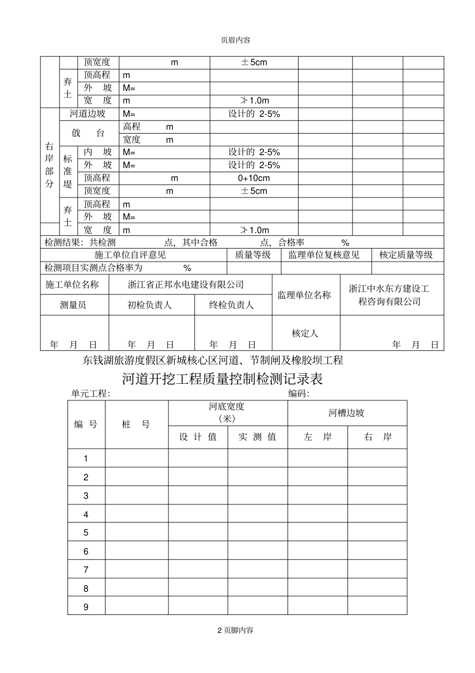 河道开挖工程质量评定表_第2页