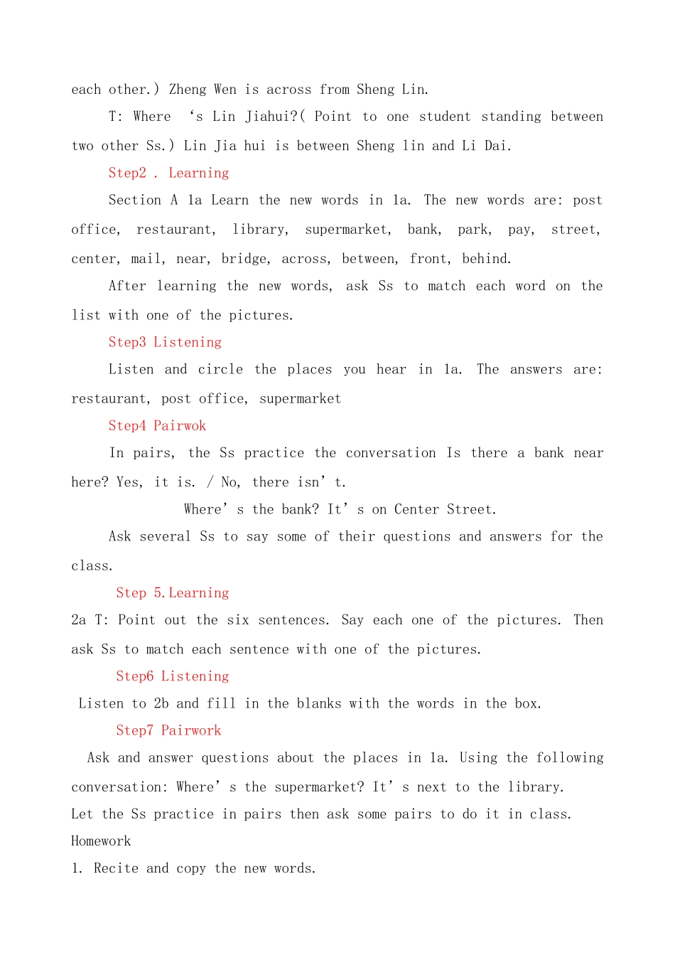 人教版七年级上册unit8教案3_第2页