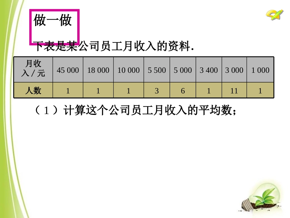 初中二年级数学下册第20章数据的分析201数据的代表第二课时课件_第3页