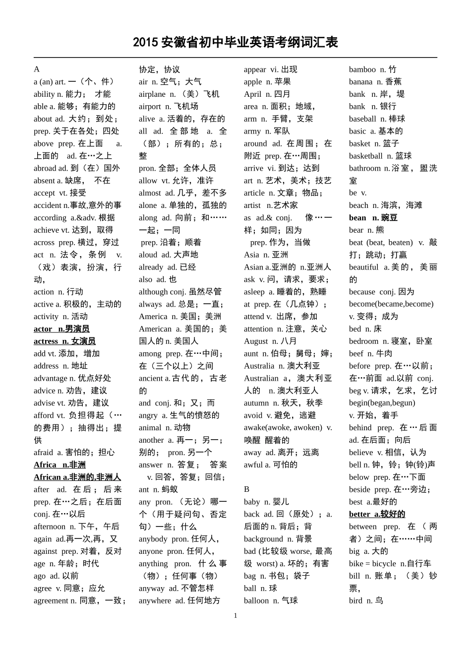 2015年考纲单词_第1页