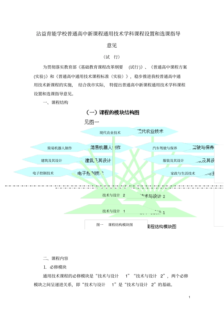 沾益育能学校普通高中新课程通用技术学科课程设置和选课指导意见及装备规范剖析_第1页