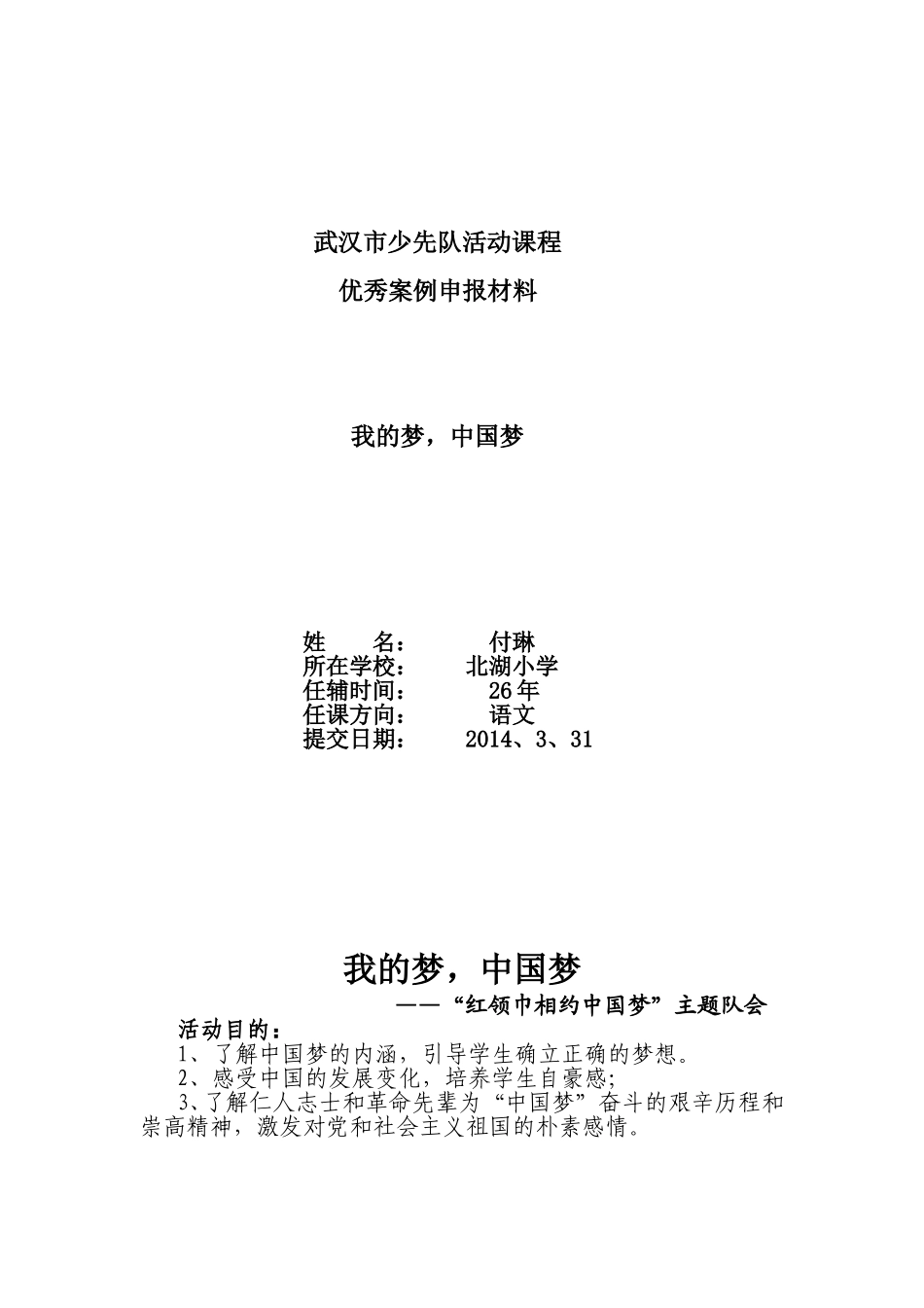 付琳武汉市少先队活动课程教案_第1页