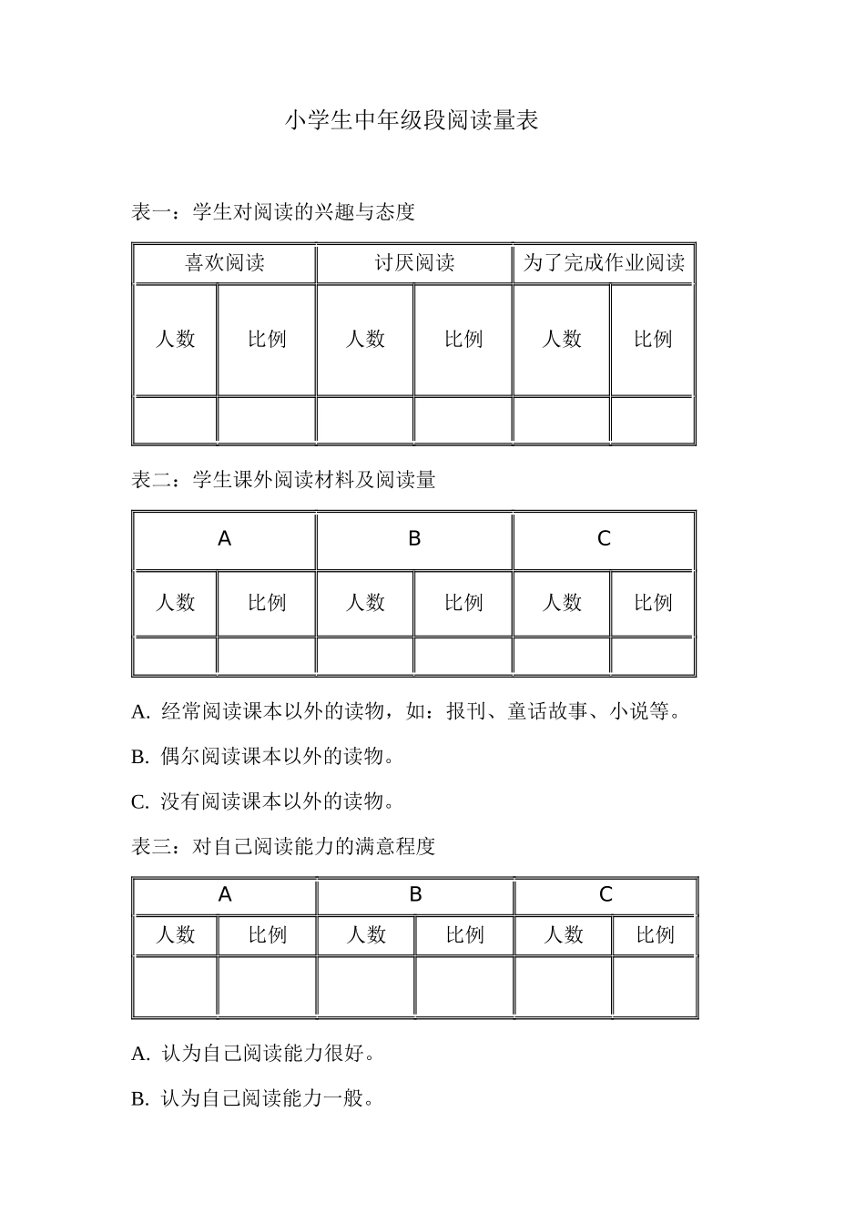 小学语文中年级段阅读量表_第1页