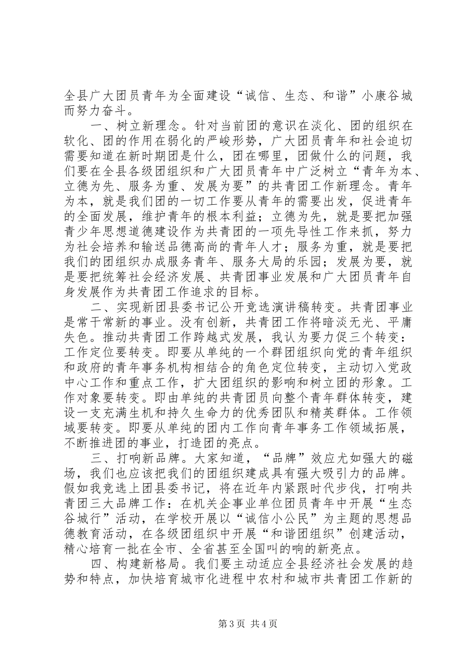 团县委书记公开竞选演讲致辞稿范文_第3页