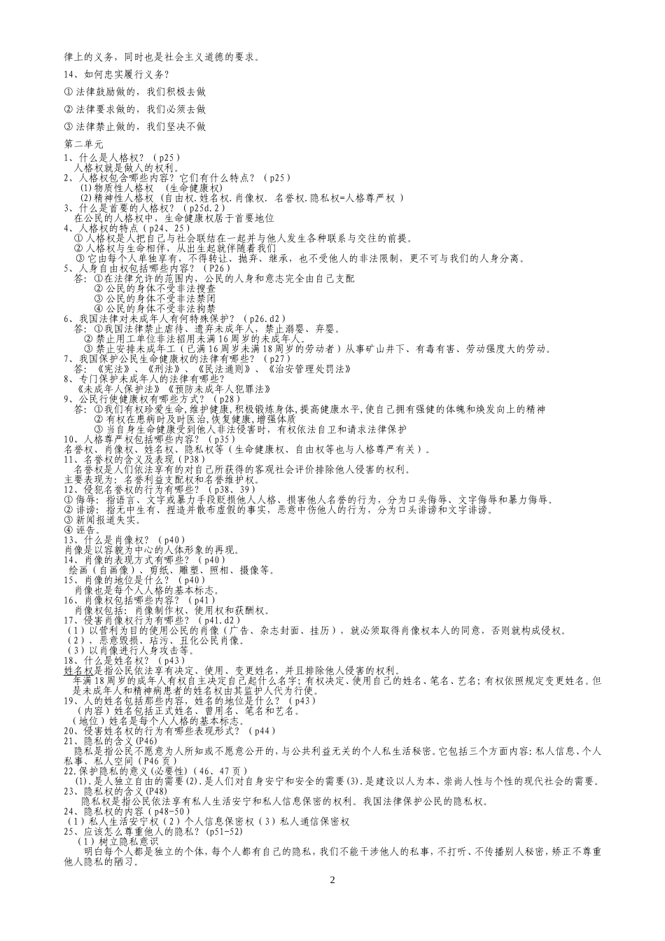 人教版八年级思想品德下册复习提纲_第2页