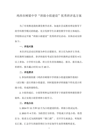 班级小组建设评比方案