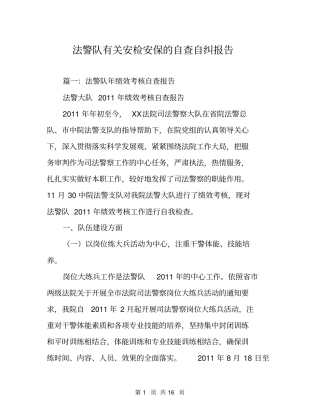 法警队有关安检安保的自查自纠报告