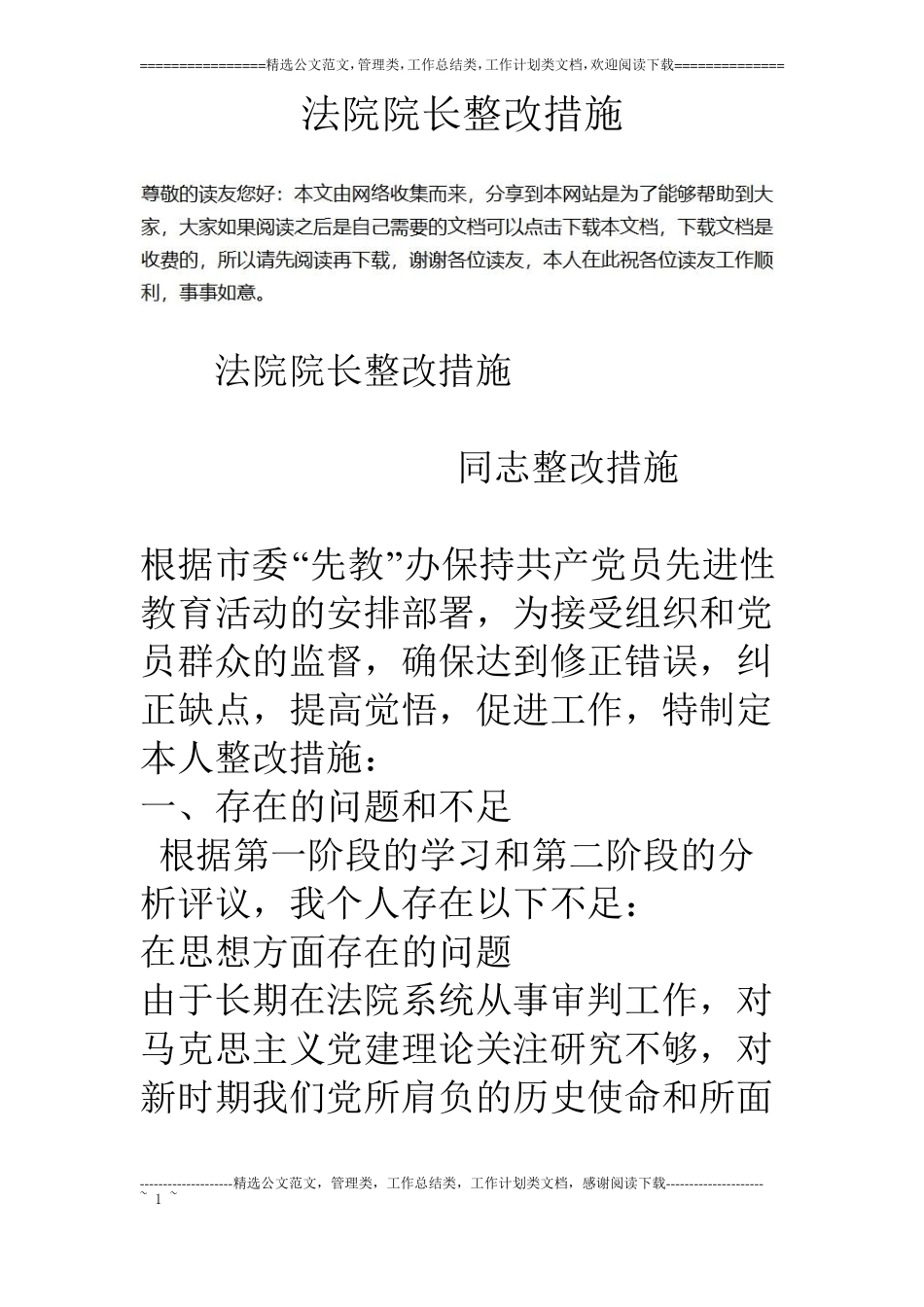 法院院长整改措施_第1页