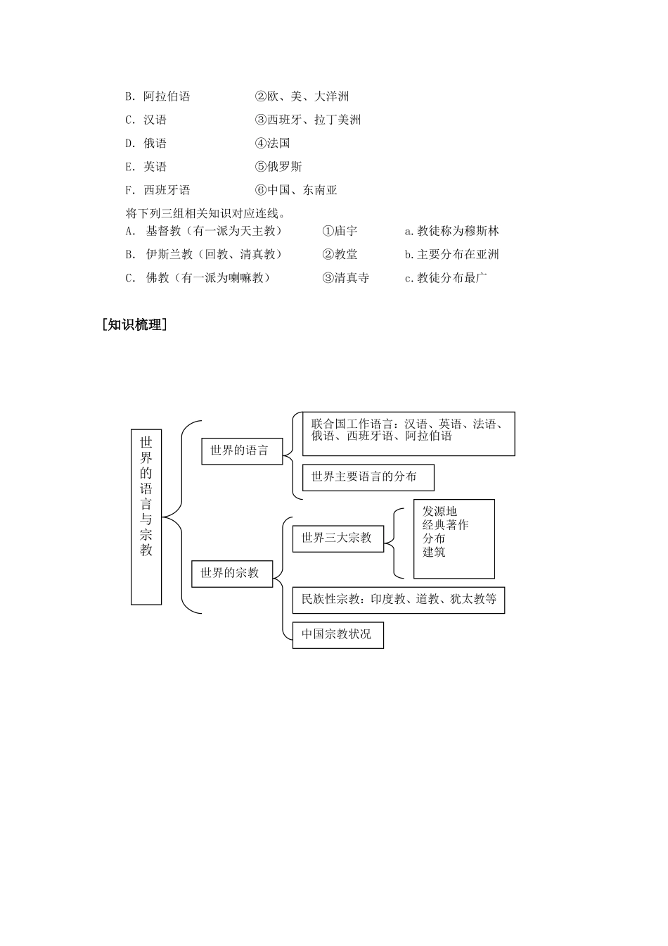 湘教版七年级上册第三章第三节《世界的语言和宗教》导学案_第3页