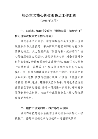 社会主义核心价值观亮点工作汇总