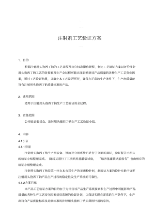 注射剂工艺验证方案